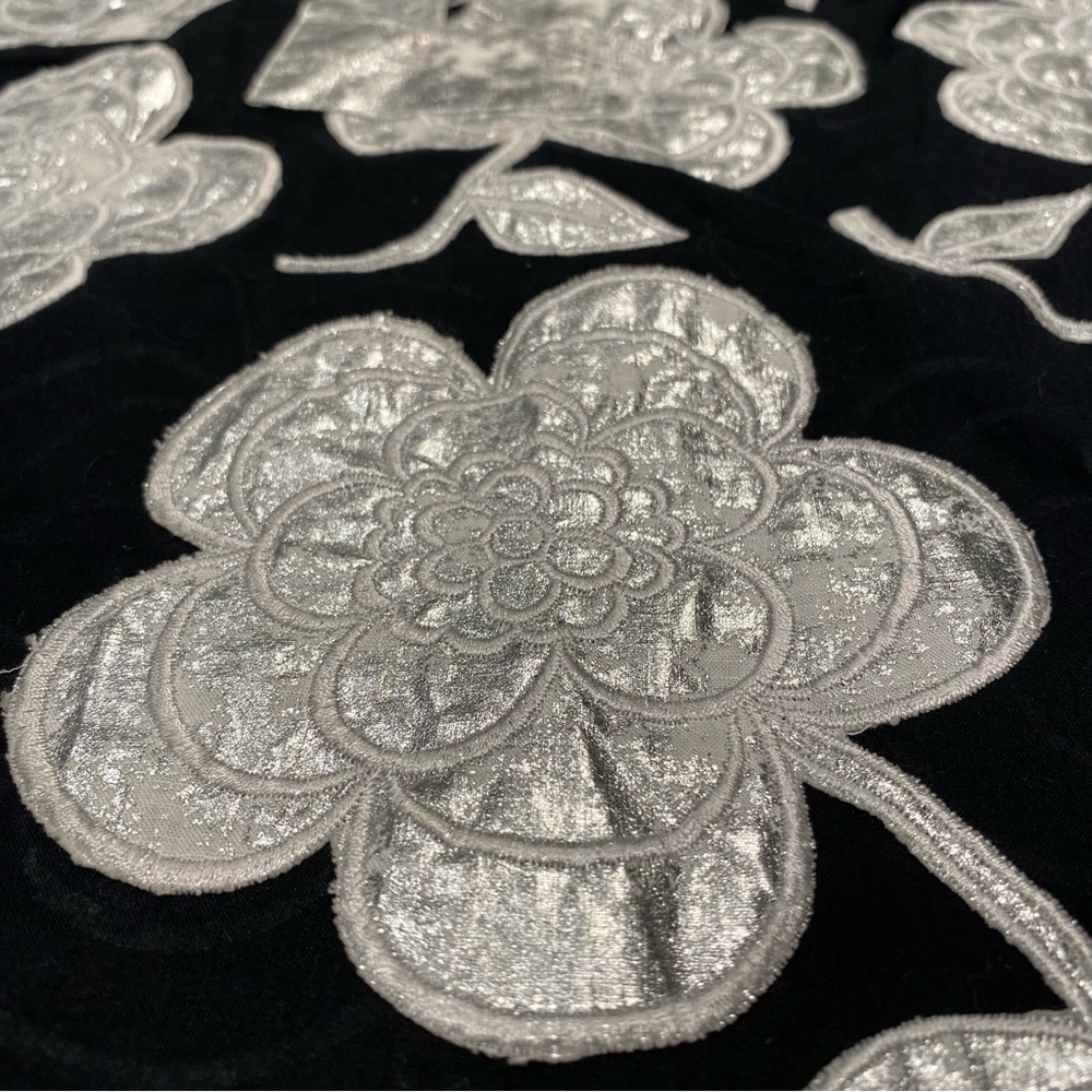 TORY BURCH Tunic, Black & Metallic Silver, Small - Picture 4 of 7